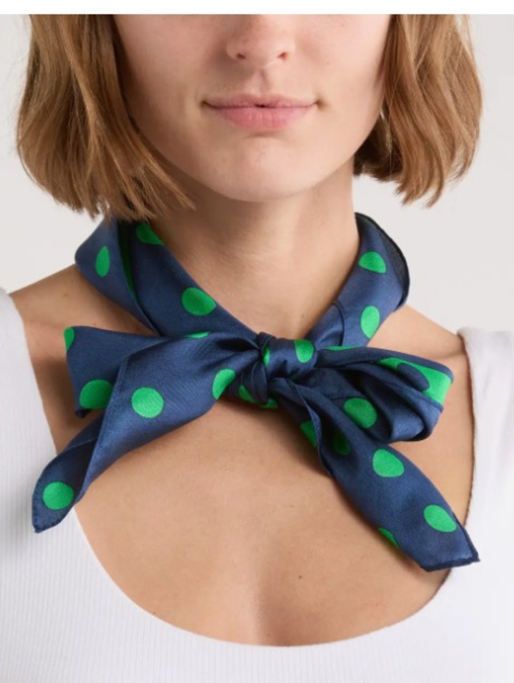 Kate Spade Navy & Green Polka Dot Silk Square Scarf